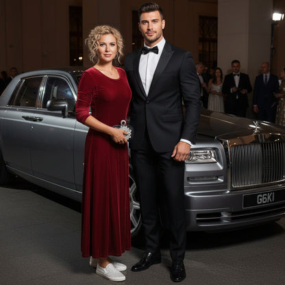 Velvet 3/4 Sleeve Midi Dress