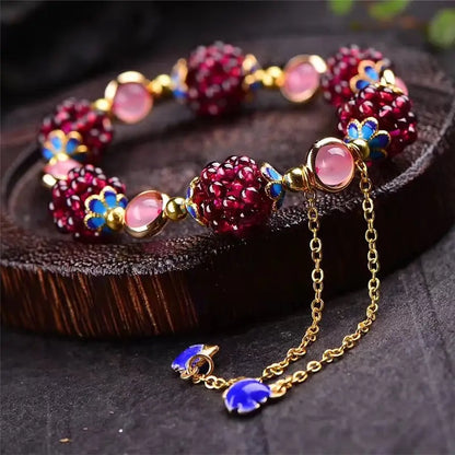 Boho Garnet Grape Cluster Vintage Beaded Bracelet