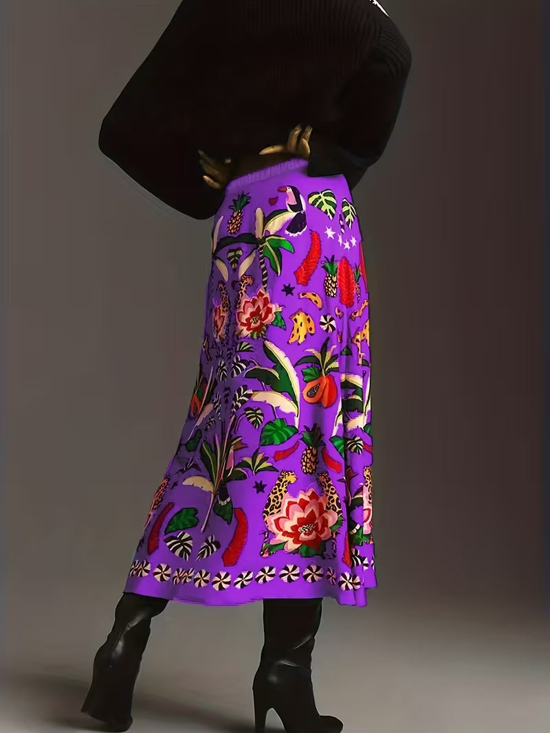 Tropical Rio Floral A-Line Skirt