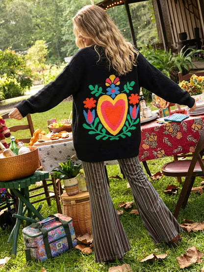 Chic Heart Knit Cardigan Coat