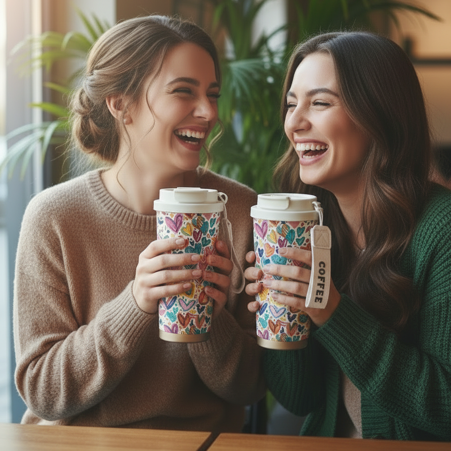 Rainbow Love Heart Stainless Steel Insulated Thermos Mug