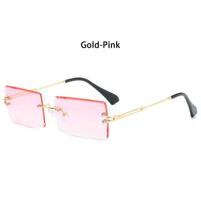 Rimless Small Rectangle Eyewear UV400 Sunglasses