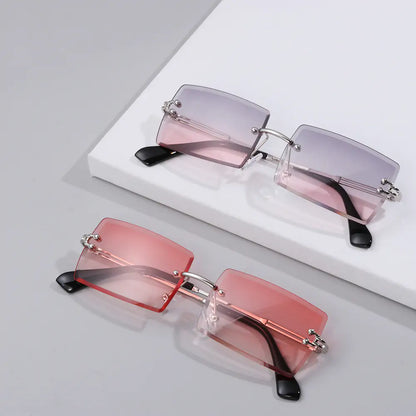 Rimless Small Rectangle Eyewear UV400 Sunglasses