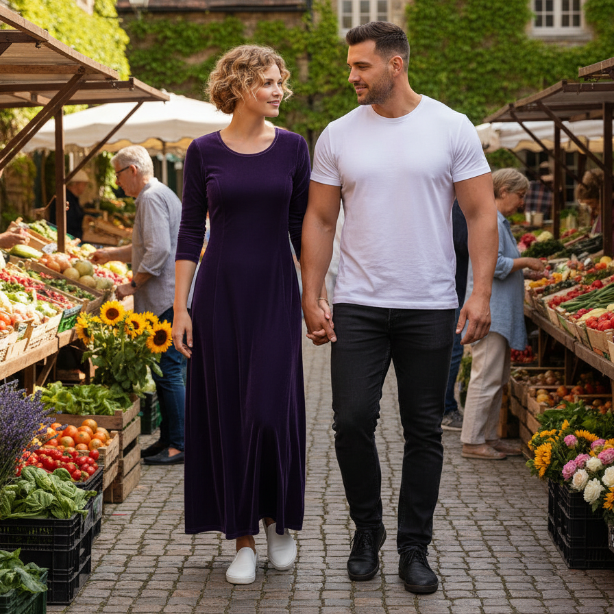 Velvet 3/4 Sleeve Midi Dress