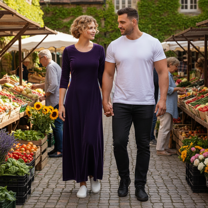 Velvet 3/4 Sleeve Midi Dress