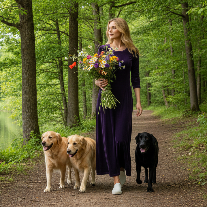 Velvet 3/4 Sleeve Midi Dress