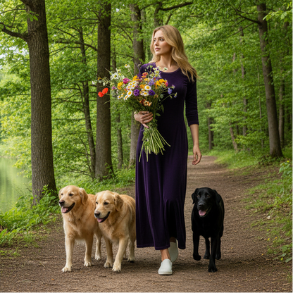 Velvet 3/4 Sleeve Midi Dress