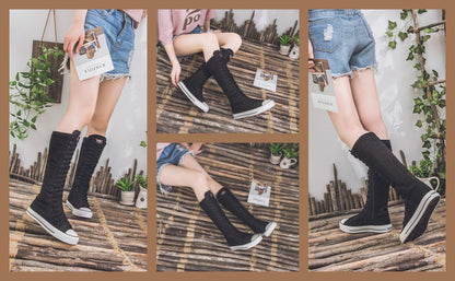 High-Top Canvas Moccasin Sneakers