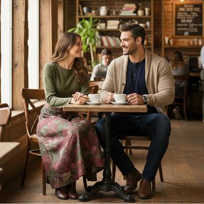 Chic Plum Floral High-Waist A-Line Skirt