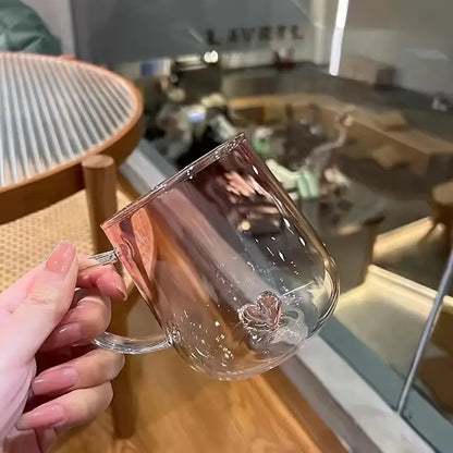 Heart-Shaped Gradient Glass Mugs