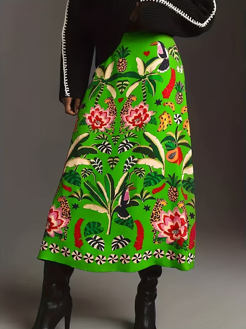 Tropical Rio Floral A-Line Skirt