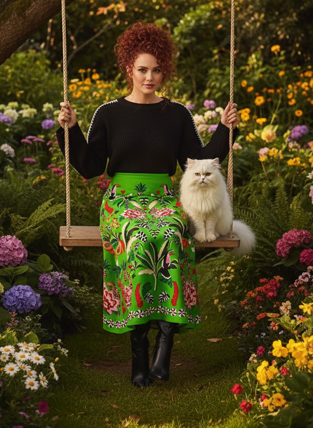 Tropical Rio Floral A-Line Skirt