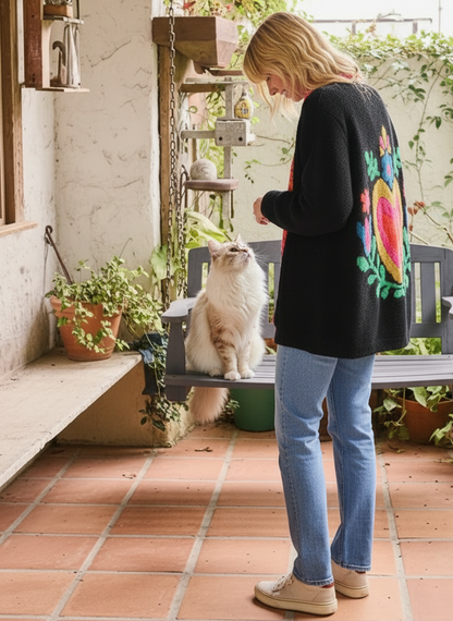 Chic Heart Knit Cardigan Coat