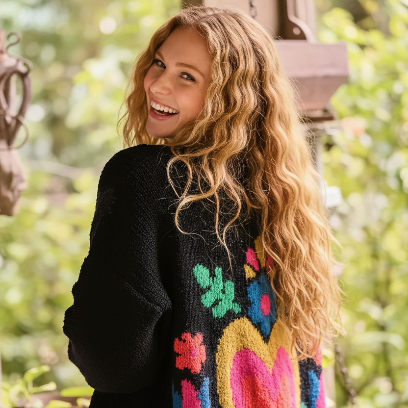 Chic Heart Knit Cardigan Coat