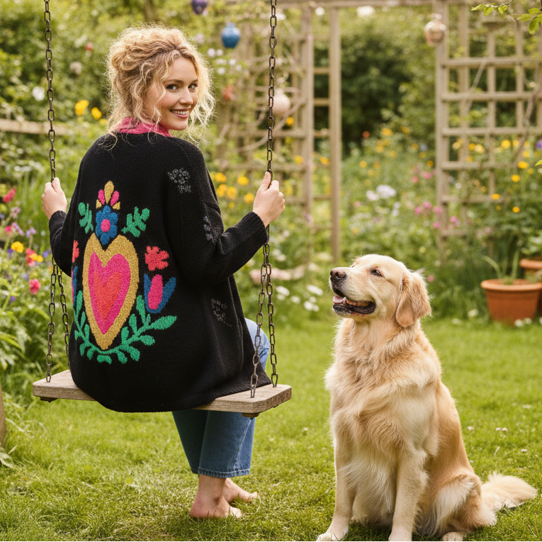 Chic Heart Knit Cardigan Coat