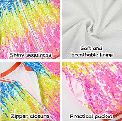 LOLANTA Girls Gradient Sequined Bomber Jackets