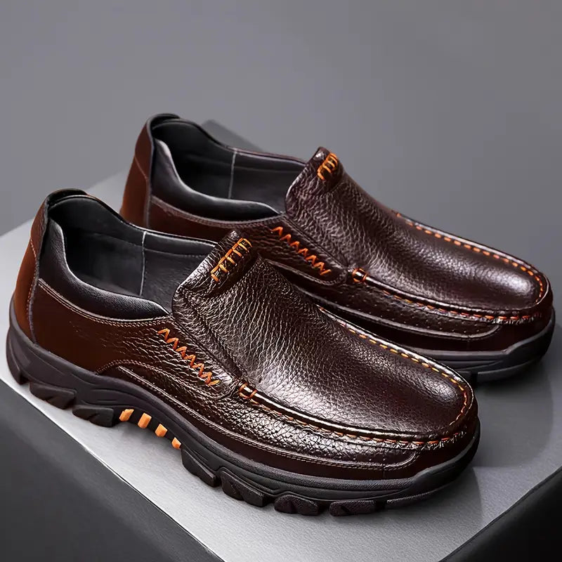 ONYX ASH Genuine Leather Slip-On Dress Shoes