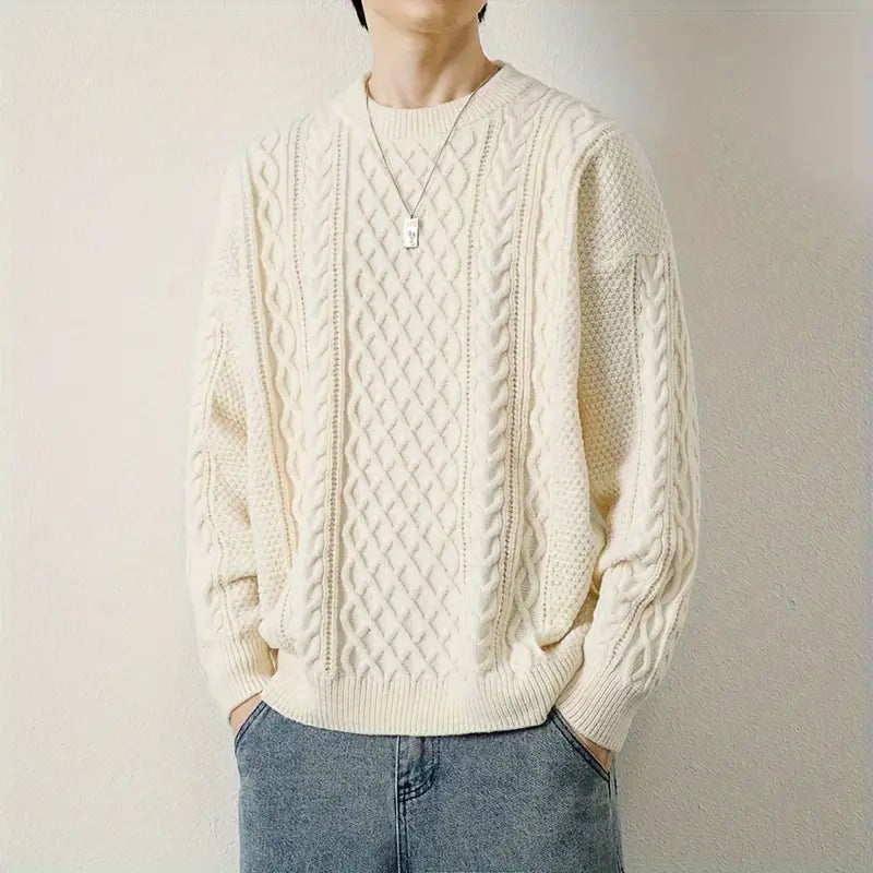 Hawthorne Acrylic Loose Knitted Aran Pullover Sweaters