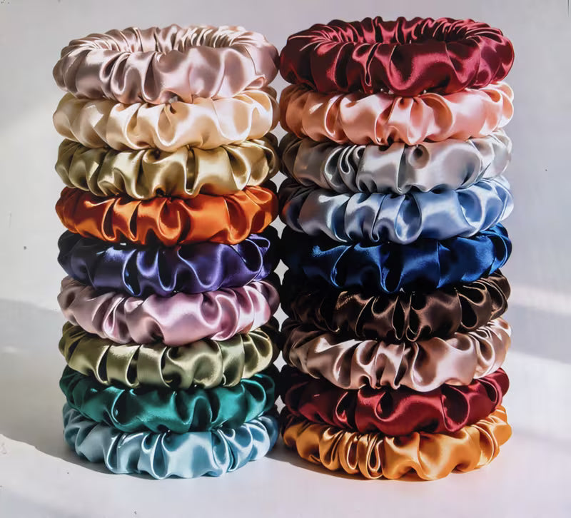 Bohemian Satin Thin Hair Scrunchies (19 Piece Set)