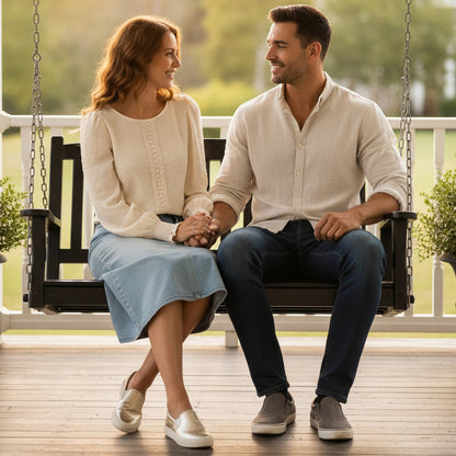 Polka Dot Lace Lantern Sleeve Top