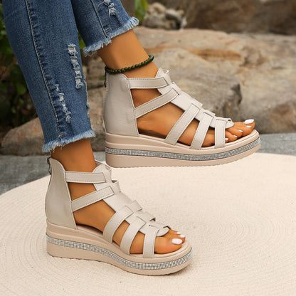 Rhinestone Wedge Platform Sandals