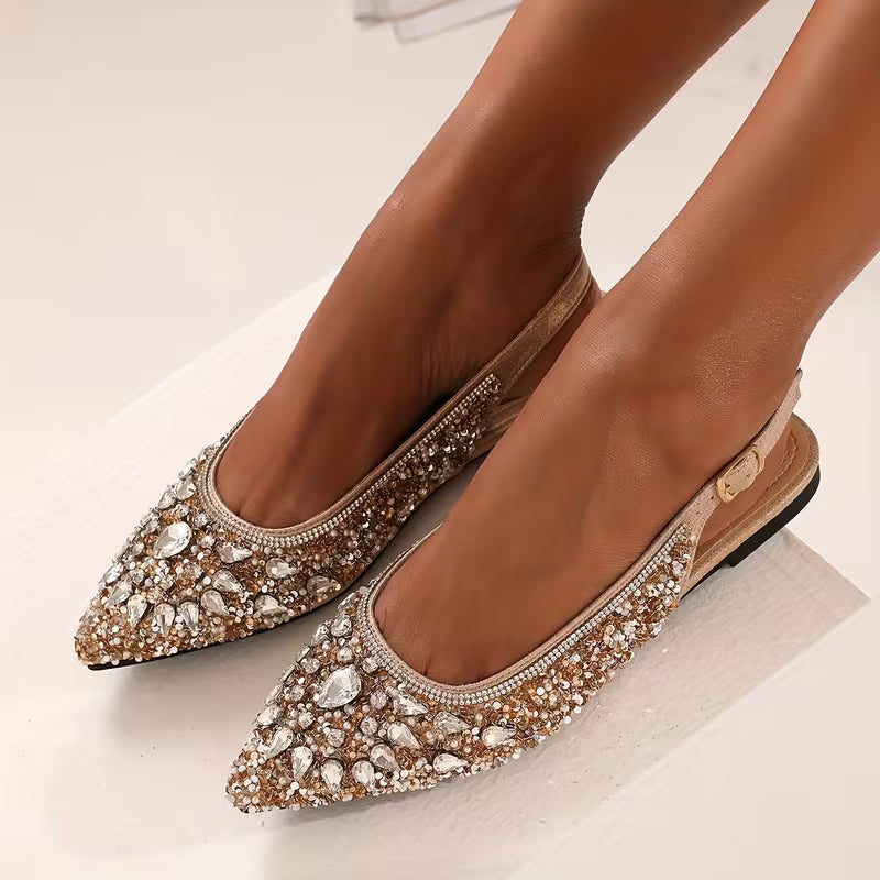 Elegant Rhinestone Luxury Flat Sandals