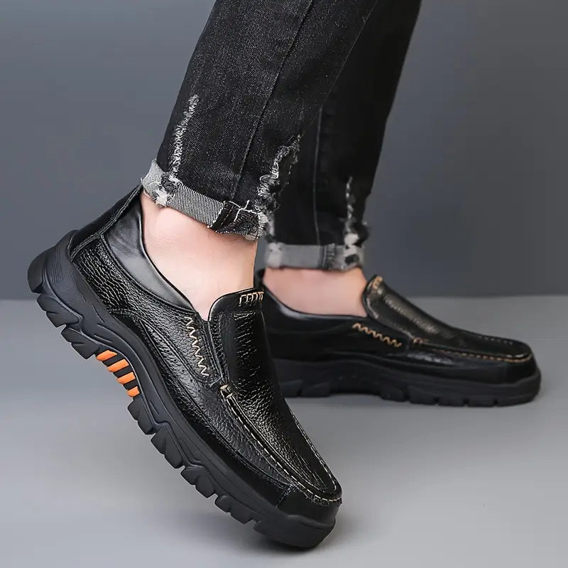 ONYX ASH Genuine Leather Slip-On Dress Shoes