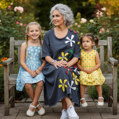 LINA Floral Motif Midi Dress