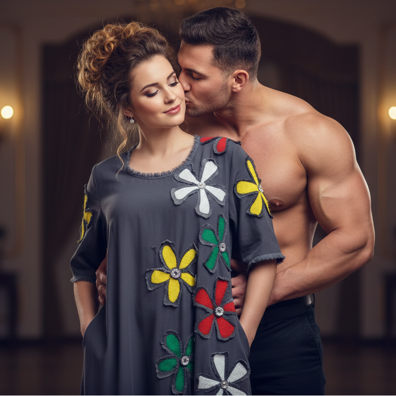 LINA Floral Motif Midi Dress