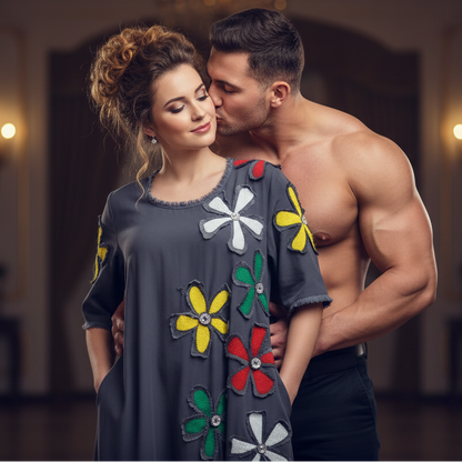 LINA Floral Motif Midi Dress