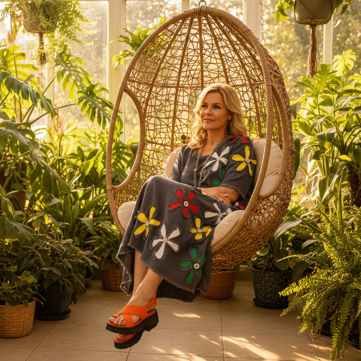 LINA Floral Motif Midi Dress