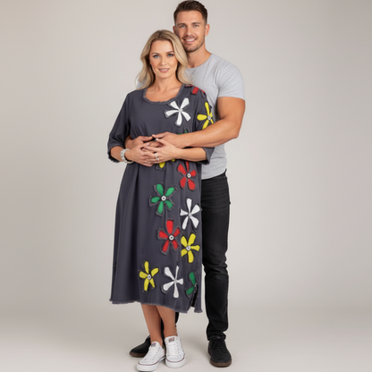 LINA Floral Motif Midi Dress