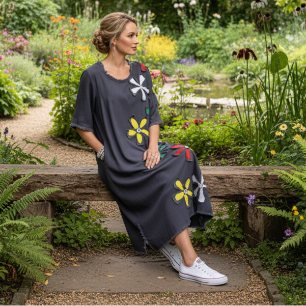 LINA Floral Motif Midi Dress