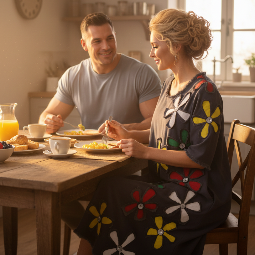 LINA Floral Motif Midi Dress