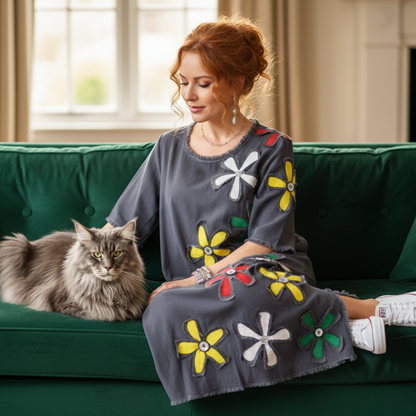 LINA Floral Motif Midi Dress