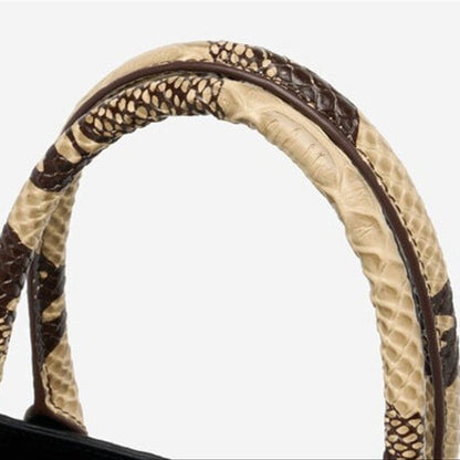 Birkin Inspired Genuine Leather Handbag - Dual Tone Snake Edition