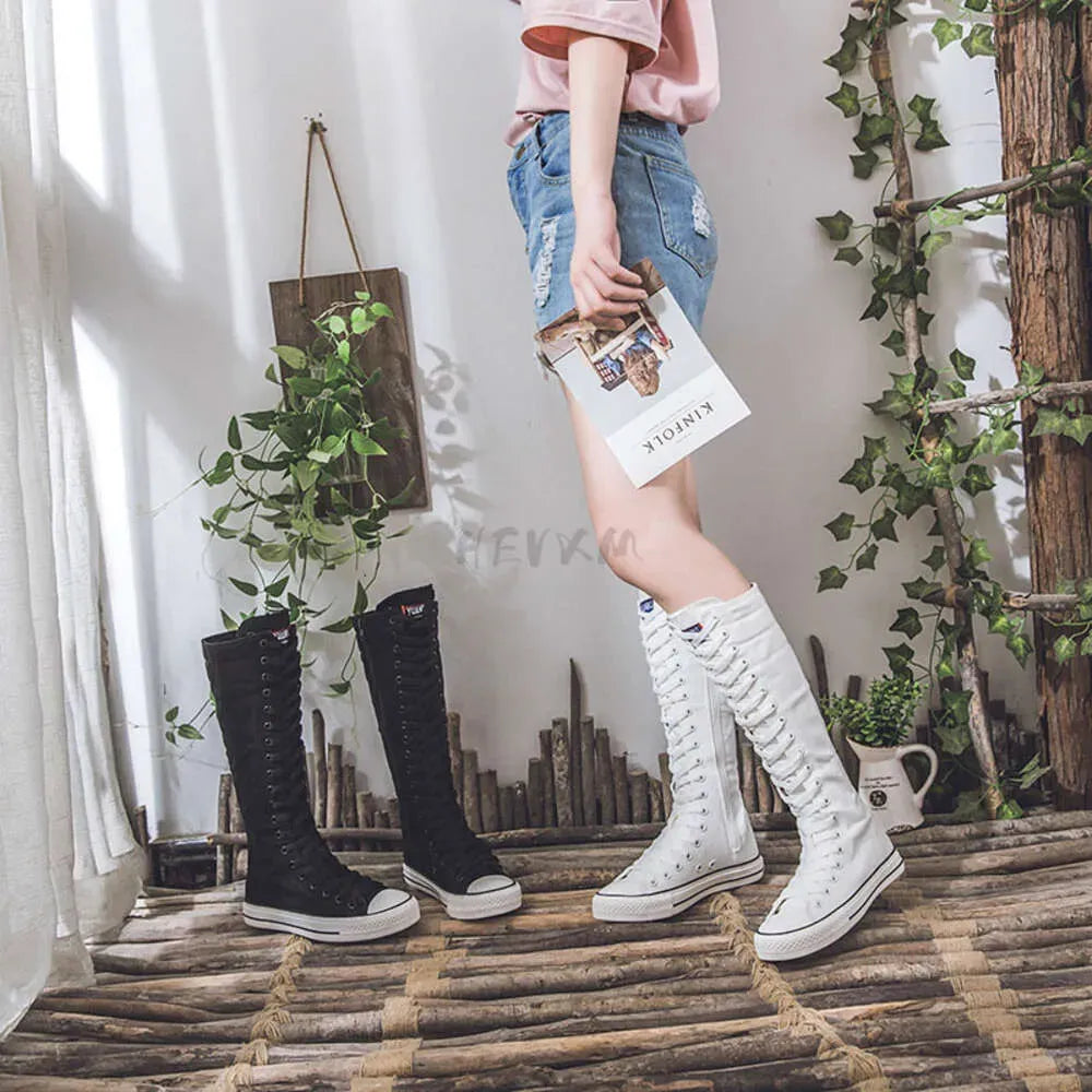 High-Top Canvas Moccasin Sneakers