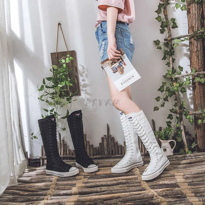 High-Top Canvas Moccasin Sneakers