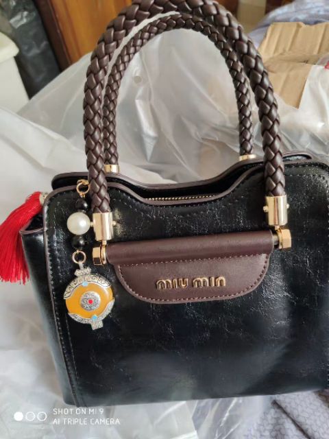 MIU MIN Leather Kelly Handbag