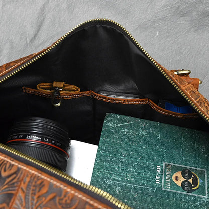Vintage Crazy Horse Embossed Leather Weekend Bags