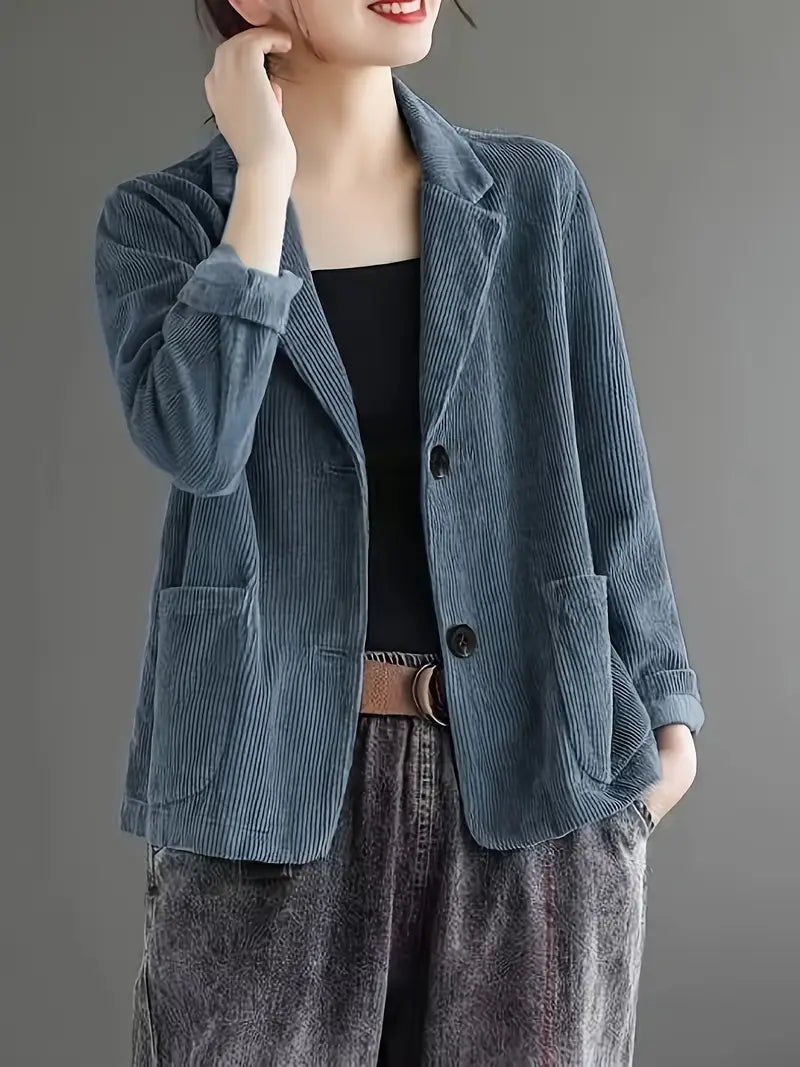 Chic Cord Lapel Collar Blazer