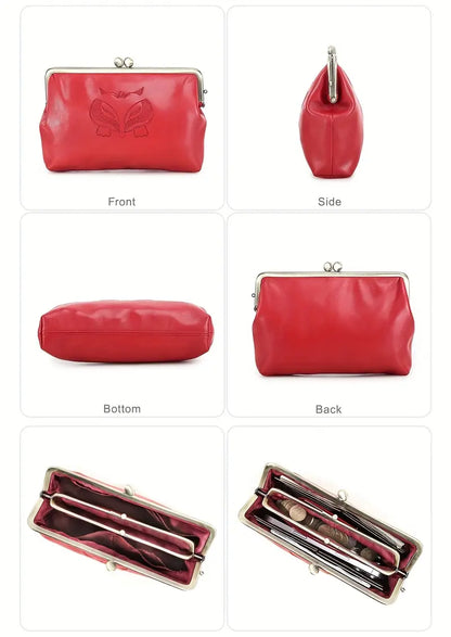 Foxy Genuine Leather Vintage Long Snap Closure Wallets