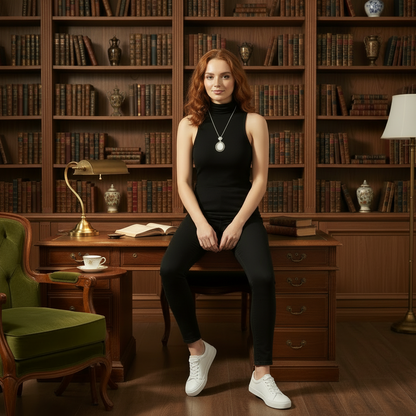 Vintage Long Oval Pendant Necklace