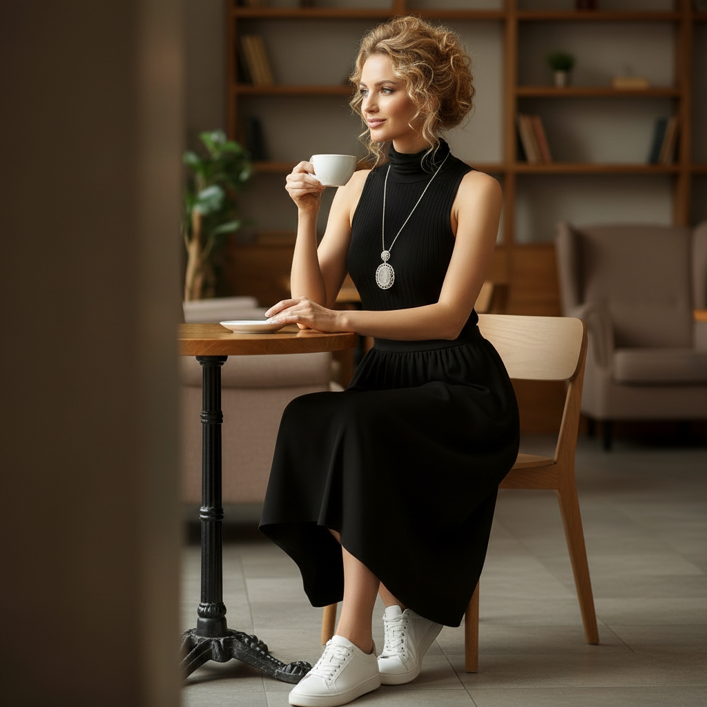 Vintage Long Oval Pendant Necklace