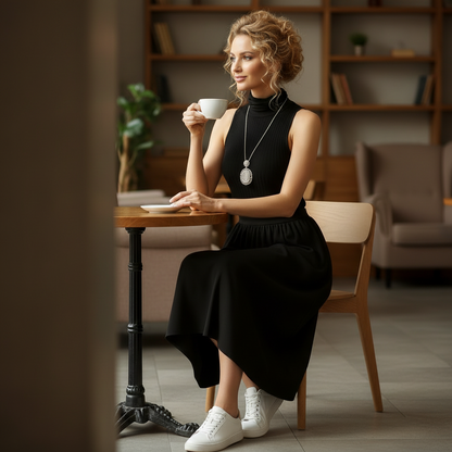 Vintage Long Oval Pendant Necklace