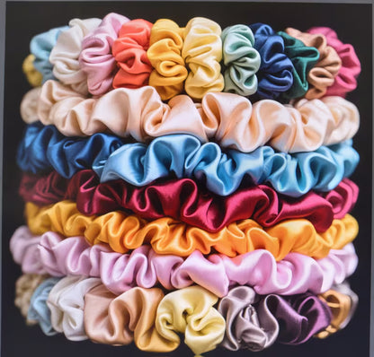Bohemian Satin Thin Hair Scrunchies (19 Piece Set)
