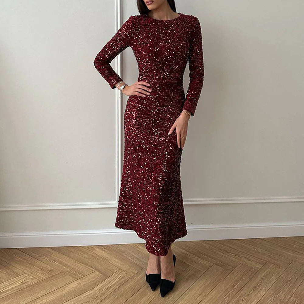 Elegant Sequin Midi Dresses