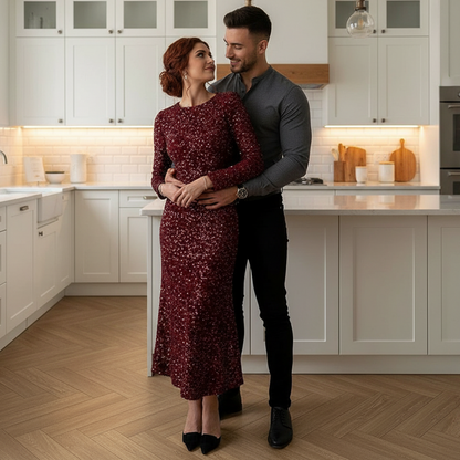 Elegant Sequin Midi Dresses