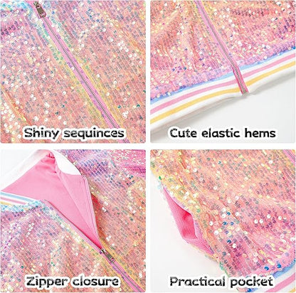LOLANTA Girls Gradient Sequined Bomber Jackets