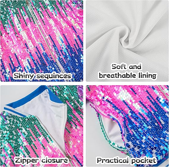 LOLANTA Girls Gradient Sequined Bomber Jackets